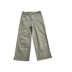 Judy Blue Garment Dyed Wide Leg Cropped Jeans Olive Green Size 9 29
